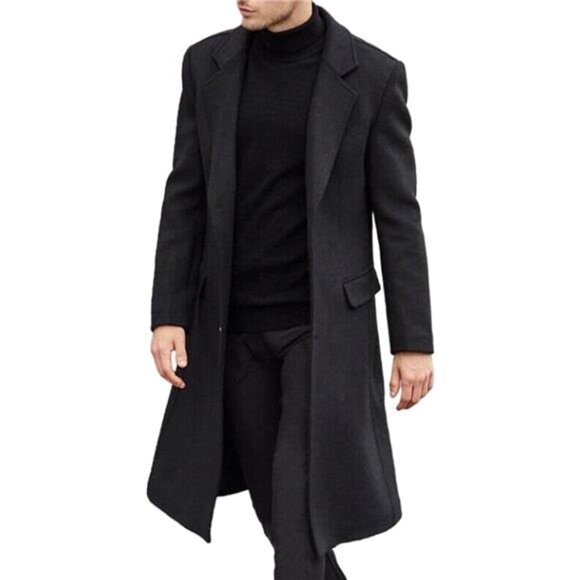 Other - Men's Casual Trench Coat Slim Fit Notched Collar Long Jacket Overcoat